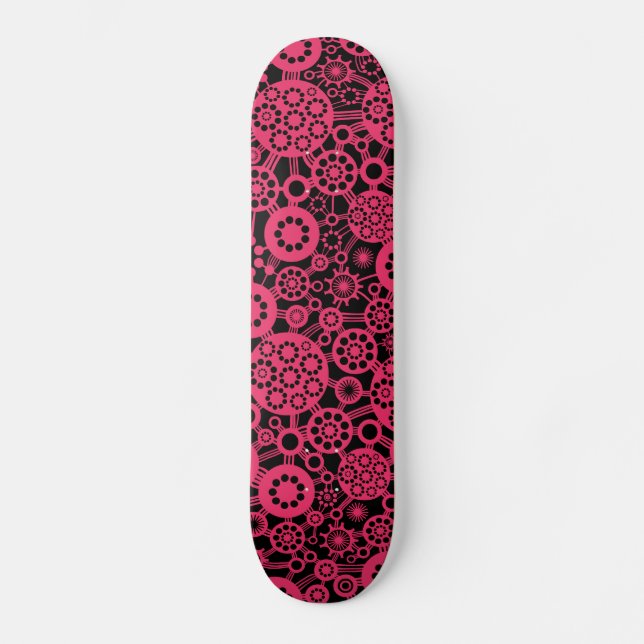 Skate Ecossistema - Neon Red em Preto (Frente)