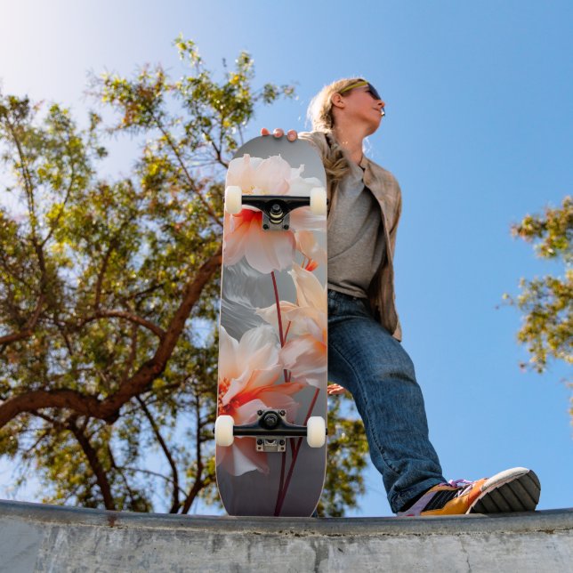 Skate Elegant Abstract Blush Flower Misty Flow (Ao ar livre 1)