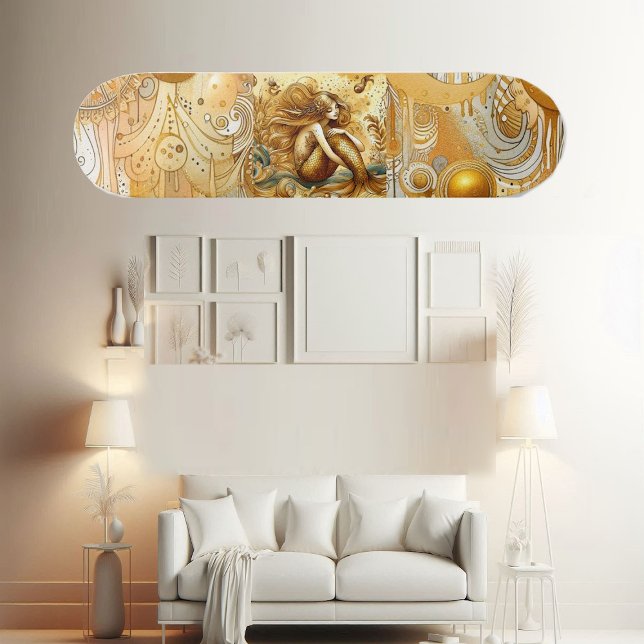 Skate Elegant Divine Gold Mermaid Mythical Greek Legend  (Elegant Divine Gold Mermaid Mythical Greek Legend Skateboard)