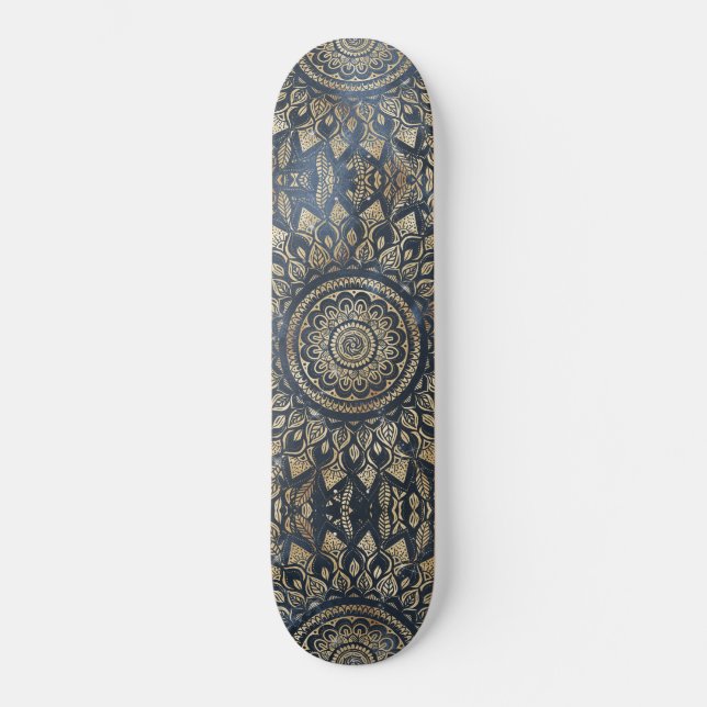 Skate Elegante Dourado Mandala Floral (Frente)