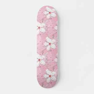 Skate Elegante flor de cerejeira sakura rosa floral femi