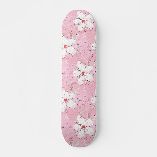 Skate Elegante flor de cerejeira sakura rosa floral femi (Frente)