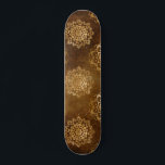 Skate Elegante Folha de Ouro e Mandala Preta da Índia<br><div class="desc">Espiritual Folha de Ouro Elegante e Padrão Floral Indiano de Mandala Preto.</div>
