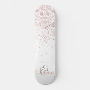 Skate Elegante rosa dourada mandala confetti design