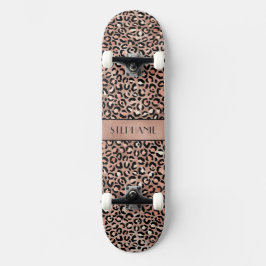 Skate Elegante Rosa Gold Foil Leopard Impressão Personal