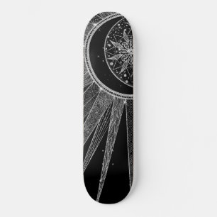 Skate Elegante Silver Sun Moon Mandala Black Design