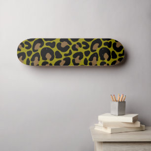 Skate Elegante Verde Oliva & Impressão de Leopardo Preto