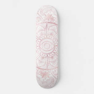 Skate Elegante White Rose Dourada Olho Sol Lua Mandala