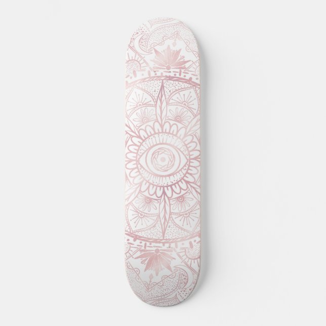 Skate Elegante White Rose Dourada Olho Sol Lua Mandala (Frente)