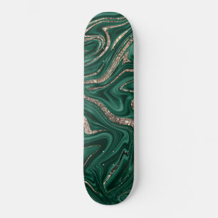 Skate Emerald Green Black Glitter Marble Dourado #1