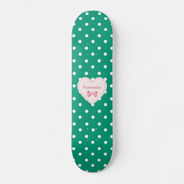Skate Emerald Green Heart com nome (Frente)