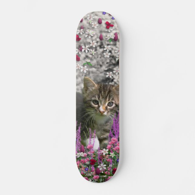 Skate Emma nas flores mim - pouco gato cinzento do (Frente)