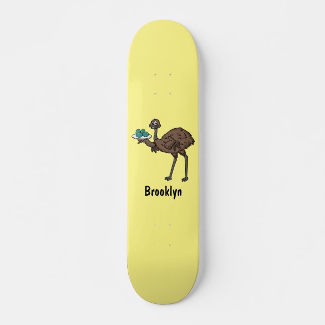 Skate Emu com ilustração de desenho animado de ovos (Frente)