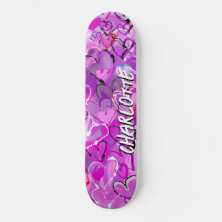 Skate Encantamento Místico: Corações de Grafite Roxo