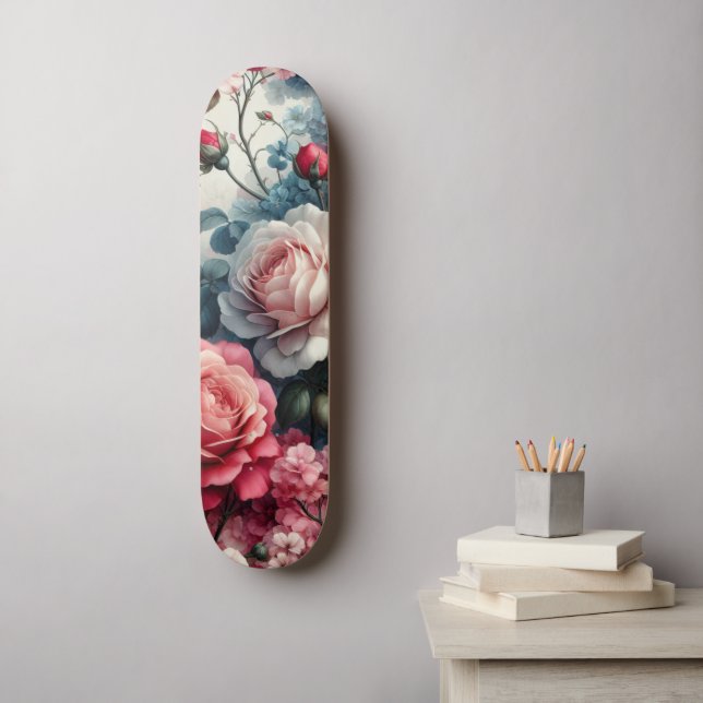 Skate Encanto Floral Rosa Atemporal (Arte de parede)