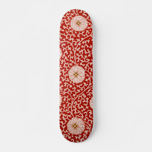 Skate Enfeite Chinês Owen Jones Floral Vermelho Branco