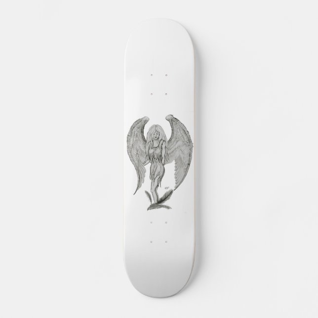 Skate Engel Bleistiftzeichnung Design preto e branco (Frente)