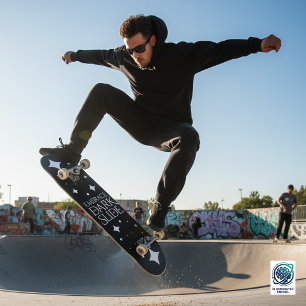 Skate Engraçado Abrace o Darkslide Estrelas Brancas