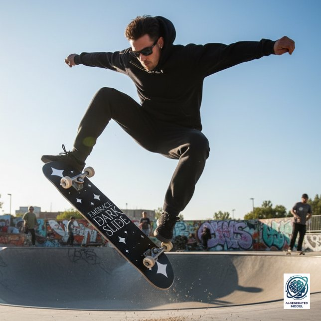Skate Engraçado Abrace o Darkslide Estrelas Brancas (Embrace the Darkslide Skateboard Cover Photo)
