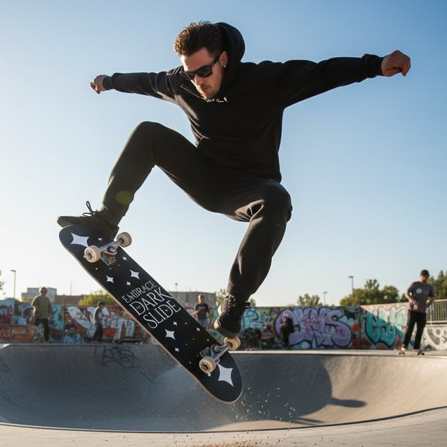 Skate Engraçado Embripar as Estrelas Brancas Escuras (Embrace the Darkslide Skateboard Cover Photo)