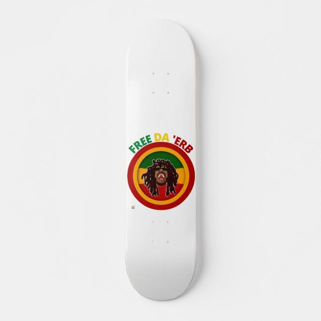 skate engraçado "FREE DA'ERB" (Frente)