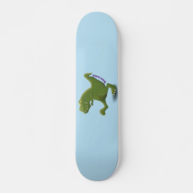Skate Engraçado humor de desenho animado de T rex dinoss (Frente)