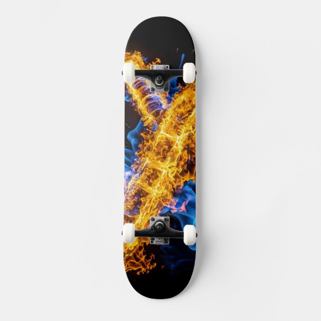 Skate Epic Blue Orange Flame Abstract Magic Energy (Frente)