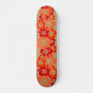 Skate Epic Hibiscus Hawaiian Floral Aloha Faux Wood