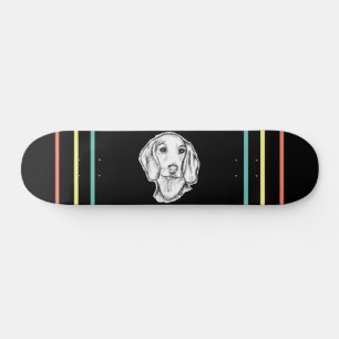 Skate esboço desenhado pela mão preto, cachorrinho branc