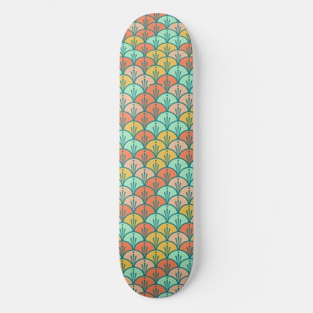 Skate Escala de Peixes Geométricos Modernos Coloridos (Frente)