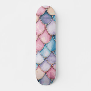 Skate Escala de sereia rosa, azul, laranja e roxa