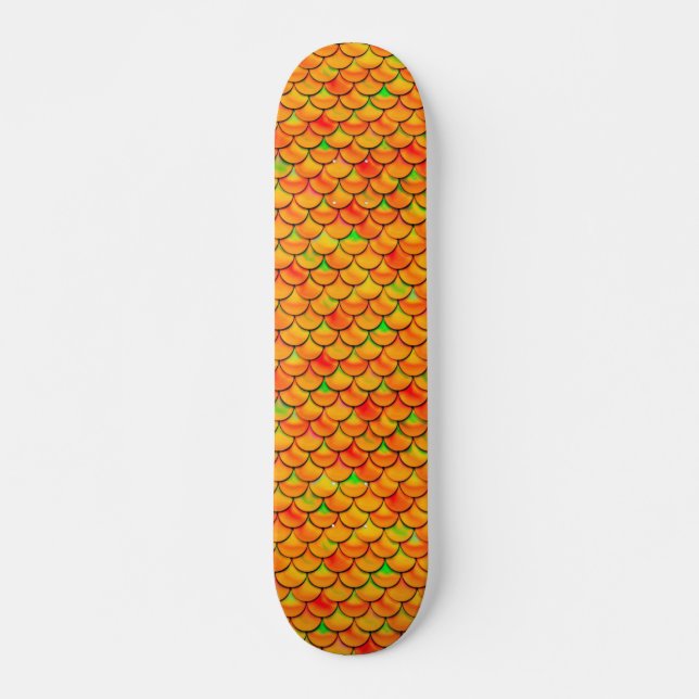 Skate Escalas laranja e verde de queda (Frente)