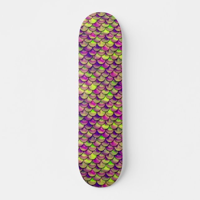 Skate Escalas roxas e verdes caídas (Frente)