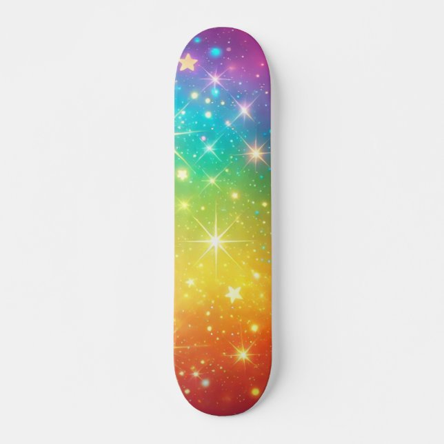 Skate Espaço colorido em estrela do arco-íris (Frente)