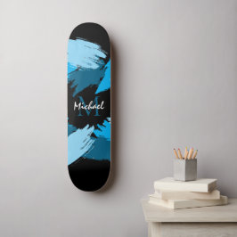 Skate Espadilhas de pinceladas com nome azul com monogra