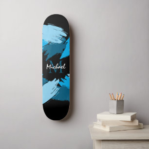 Skate Espadilhas de pinceladas com nome azul com monogra