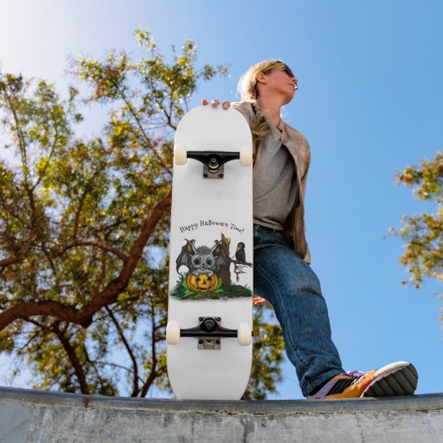 Skate Esperando o Halloween, Cute Bat e Raven (Ao ar livre 1)