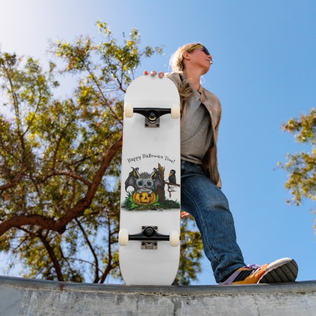 Skate Esperando o Halloween, Cute Bat e Raven (Ao ar livre 1)