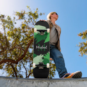 Skate Espessadas de pinceladas com nome verde com monogr