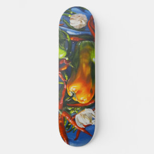 Skate Espicia a vida tranquila com pimentões e alho