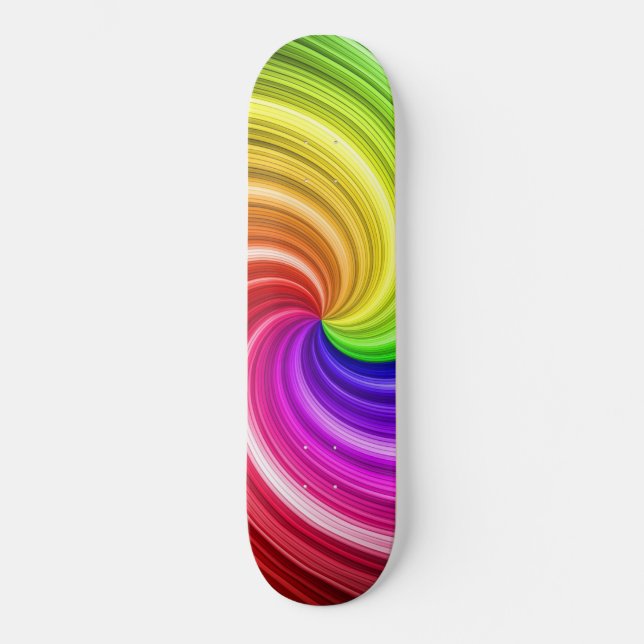 Skate Espiral Colorida Tie Dye Rainbow Swirl Art Pattern (Frente)