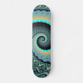Skate Espiral de Arte Fractal Laranja abstrato azul Turq