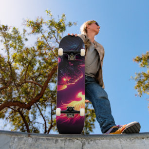 Skate Espírito de Fogo Fênix Robô Futurista Cibernético
