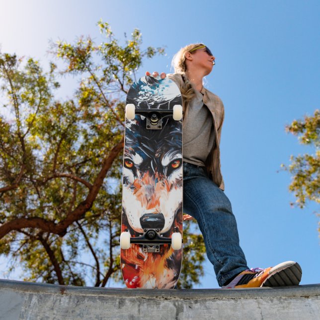 Skate Espírito Selvagem Abstrato Lobo (Ao ar livre 1)