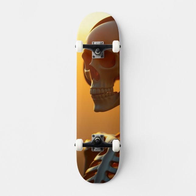 Skate esqueleto com fones de ouvido (Frente)