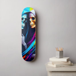 Skate Esqueletos Envoltos em um Arco-íris