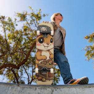 Skate Esquilo Pirata com Tesouro de Bolotas Engraçado Fo
