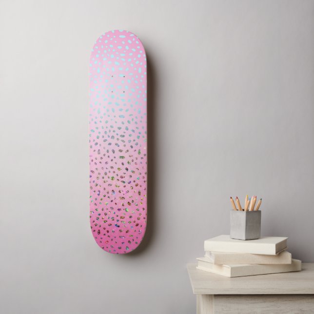 Skate Estampa de Guepardo Rosa Brilhante (Arte de parede)