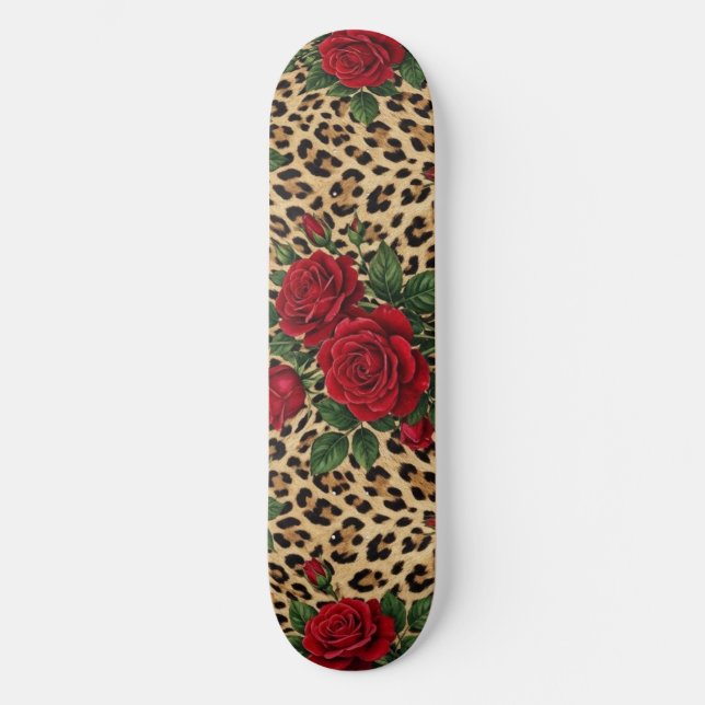 Skate Estampa de leopardo com rosas vermelhas (Frente)