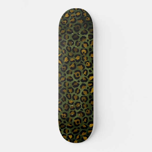 Skate Estampa de onça verde amarelo da selva (Frente)